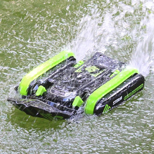  ماشین کنترلی تانک دوزیست آب و خاک سبز Amphibious Car Waterproof Remote Control 1:16 -اسباب بازی